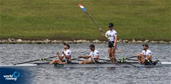 Francois Teroin (b), Damien Piqueras, Maxime Demontfaucon, Stany Delayre (s), France, gold, Lightweight Men's Quadruple Sculls, A-Final, 2017 World Rowing Championships, Sarasota-Bradenton, USA