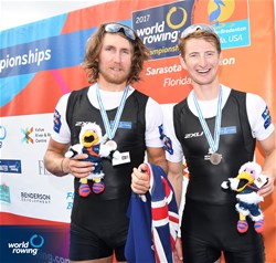 Thomas Murray (b), James Hunter (s), New Zealand, bronze, Men's Pair, A-Final, 2017 World Rowing Championships, Sarasota-Bradenton, USA