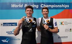 John Storey (b), Christopher Harris (s), New Zealand, gold, Men's Double Sculls, A-Final, 2017 World Rowing Championships, Sarasota-Bradenton, USA