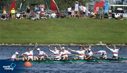 Johannes Weissenfeld (b), Felix Wimberger, Maximilian Planer, Torben Johannesen, Jakob Schneider, Malte Jakschik, Richard Schmidt, Hannes Ocik (s), Martin Sauer (c), Germany, gold, Men's Eight, A-Final, 2017 World Rowing Championships, Sarasota-Bradenton, USA