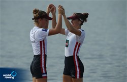 Claire Bove (b), Laura Tarantola (s), Lightweight Women's Double Sculls, France, Around the boatpark, 2017 World Rowing Championships, Sarasota-Bradenton, USA