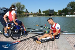 Corne De Koning (s), Netherlands, gold, PR2 Mixed Double Sculls, 2018 World Rowing Championships, Plovdiv, Bulgaria