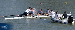 A-Final, Elodie Lorandi (b), Guylaine Marchand, Remy Taranto, Antoine Jesel (s), Robin Le Barreau (c), PR3 Mixed Coxed Four , France, 2018 World Rowing Championships, Plovdiv, Bulgaria
