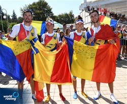 Ionela-Livia Cozmiuc (b), Gianina-Elena Beleaga (s), Romania, gold, Lightweight Women's Double Sculls, Marius-Vasile Cozmiuc (b), Ciprian Tudosa (s), Romania, silver, Mens Pair, 2018 World Rowing Championships, Plovdiv, Bulgaria