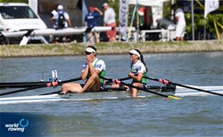A-Final, Milda Valciukaite (b), Ieva Adomaviciute (s), Women's Double Sculls, Lithuania, 2018 World Rowing Championships, Plovdiv, Bulgaria