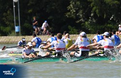A-Final, Johannes Weissenfeld (b), Felix Wimberger, Maximilian Planer, Torben Johannesen, Jakob Schneider, Malte Jakschik, Richard Schmidt, Hannes Ocik (s), Martin Sauer (c), Men's Eight, Germany, 2018 World Rowing Championships, Plovdiv, Bulgaria