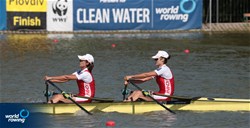 B-Final, Yunxia Chen (b), Yan Jiang (s), Women's Double Sculls, People's Republic of China, 2018 World Rowing Championships, Plovdiv, Bulgaria