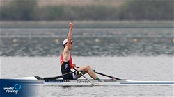 Boris Taeldeman, Men's Single Sculls, Belgium, 2022 European Rowing Under 19 Championships, Varese, Italy / Detlev Seyb/MyRowingPhoto.com