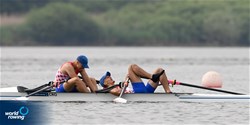 Marin Smoljanovic (b), Ivan Talaja (s), Men's Double Sculls, Croatia, 2022 European Rowing Under 19 Championships, Varese, Italy / Detlev Seyb/MyRowingPhoto.com