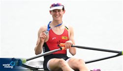 Boris Taeldeman, Men's Single Sculls, Belgium, 2022 European Rowing Under 19 Championships, Varese, Italy / Detlev Seyb/MyRowingPhoto.com