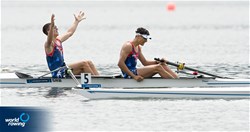 Mihajlo Dedic (b), Nemanja Luledzija (s), Men's Pair, Serbia, 2022 European Rowing Under 19 Championships, Varese, Italy / Detlev Seyb/MyRowingPhoto.com