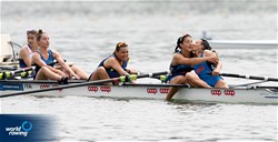 Benedetta Pahor (b), Emma Cuzzocrea, Giorgia Sciattella, Elisa Grisoni (s), Women's Four, Italy, 2022 European Rowing Under 19 Championships, Varese, Italy / Detlev Seyb/MyRowingPhoto.com