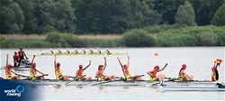 Narcisa-Florentina Negura (b), Andreea Petras, Cosmina Alexandra Grigore, Iuliana Isabela Boldea, Beatrice Piseru, Denisa Cristina Ailincai, Felicia Maria Mihai, Andra Elena Filote (s), Irina Lucia Andreea Despa (c), Women's Eight, Romania, 2022 European Rowing Under 19 Championships, Varese, Italy / Detlev Seyb/MyRowingPhoto.com