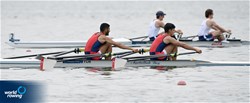 Ahmet Ali Kabadayi (b), Halil Kaan Koroglu (s), Men's Double Sculls, Turkey, 2022 European Rowing Under 19 Championships, Varese, Italy / Detlev Seyb/MyRowingPhoto.com