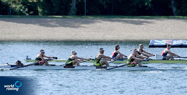 Alexandra Viney (b), Jessica Gallagher, Nicholas Neales, Thomas Birtwhistle (s), Teesaan Koo (c), PR3 Mixed coxed four , Australia, 2022 World Rowing Cup I, Belgrade, Serbia / Detlev Seyb/MyRowingPhoto.com