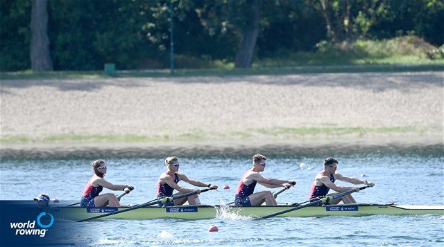 Francesca Allen (b), Giedre Rakauskaite, Edward Fuller, Oliver Stanhope (s), Erin Kennedy (c), PR3 Mixed coxed four , Great Britain, 2022 World Rowing Cup I, Belgrade, Serbia / Detlev Seyb/MyRowingPhoto.com