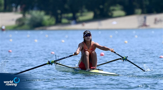 Shiyu Lu, Women's Single Sculls, People's Republic of China, 2022 World Rowing Cup I, Belgrade, Serbia / Detlev Seyb/MyRowingPhoto.com