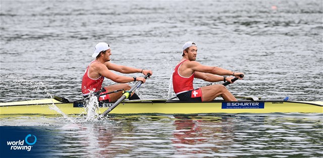 Maurin Lange (b), Jan Jonah Plock (s), Men's Pair, Switzerland, 2022 World Rowing Cup I, Belgrade, Serbia / Detlev Seyb/MyRowingPhoto.com