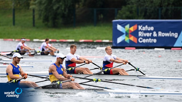 Jakub Podrazil (b), Jan Cincibuch (s), Men's Double Sculls, Czech Republic, 2022 World Rowing Cup I, Belgrade, Serbia / Detlev Seyb/MyRowingPhoto.com