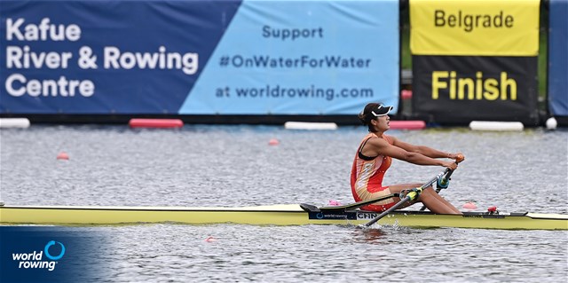 Shiyu Lu, Women's Single Sculls, People's Republic of China, 2022 World Rowing Cup I, Belgrade, Serbia / Detlev Seyb/MyRowingPhoto.com