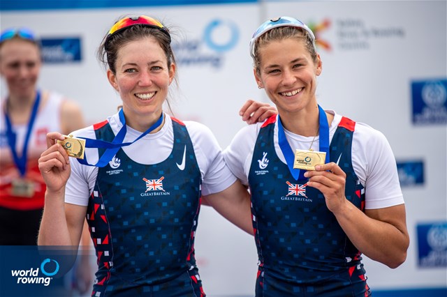 Emily Craig (b), Maddie Arlett (s), Lightweight Women's Double Sculls, Great Britain, 2022 World Rowing Cup I, Belgrade, Serbia / World Rowing/Benedict Tufnell
