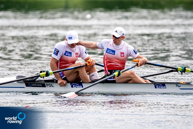 Miroslaw Zietarski (b), Fabian Baranski (s), Men's Double Sculls, Poland, 2022 World Rowing Cup I, Belgrade, Serbia / World Rowing/Benedict Tufnell