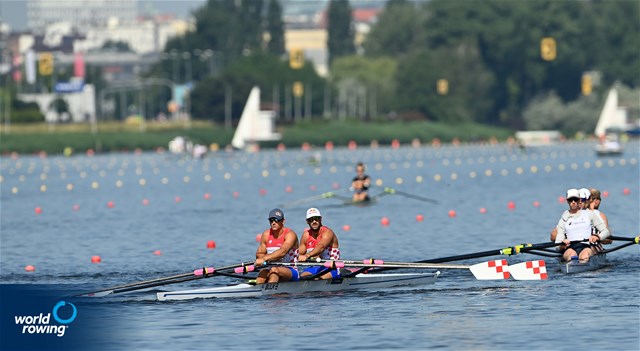 Martin Sinkovic (b), Valent Sinkovic (s), Men's Double Sculls, Croatia, 2022 World Rowing Cup II, Poznan, Poland / Detlev Seyb/MyRowingPhoto.com