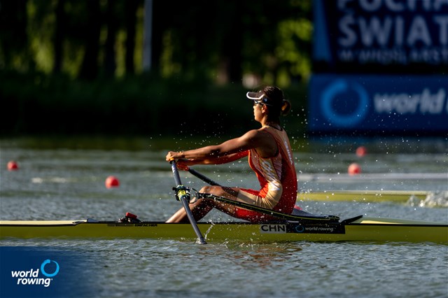 Shiyu Lu, Women's Single Sculls, People's Republic of China, 2022 World Rowing Cup II, Poznan, Poland / World Rowing/Benedict Tufnell