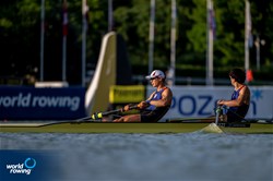 Yoshihiro Otsuka (b), Ryuta Arakawa (s), Men's Pair, Japan, 2022 World Rowing Cup II, Poznan, Poland / World Rowing/Benedict Tufnell