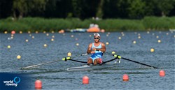 Bahman Nasiri, Men's Single Sculls, Azerbaijan, 2022 World Rowing Cup II, Poznan, Poland / Detlev Seyb/MyRowingPhoto.com