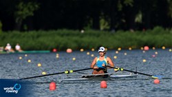 Maryna Kostiuk, Women's Single Sculls, Ukraine, 2022 World Rowing Cup II, Poznan, Poland / Detlev Seyb/MyRowingPhoto.com