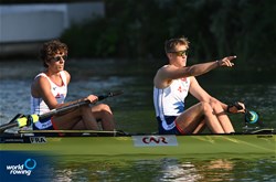 Armand Pfister (b), Florian Ludwig (s), Men's Pair, France, 2022 World Rowing Cup II, Poznan, Poland / Detlev Seyb/MyRowingPhoto.com