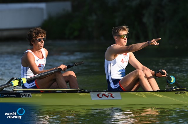 Armand Pfister (b), Florian Ludwig (s), Men's Pair, France, 2022 World Rowing Cup II, Poznan, Poland / Detlev Seyb/MyRowingPhoto.com