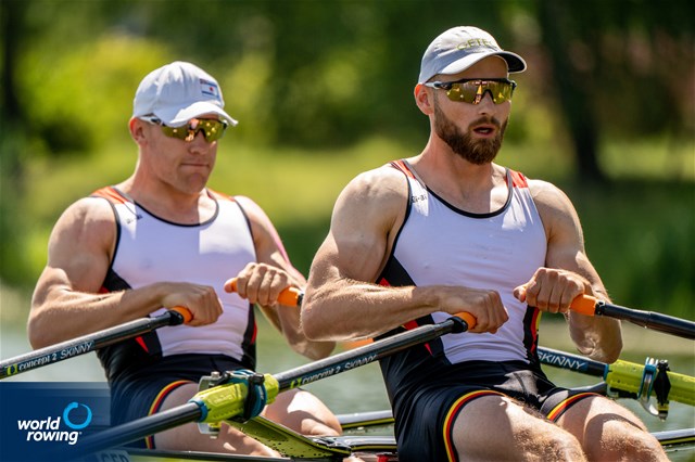 Moritz Wolff (b), Max Appel (s), Men's Double Sculls, Germany, 2022 World Rowing Cup II, Poznan, Poland / World Rowing/Benedict Tufnell