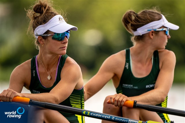Anneka Reardon (b), Lucy Coleman (s), Lightweight Women's Double Sculls, Australia, 2022 World Rowing Cup II, Poznan, Poland / World Rowing/Benedict Tufnell