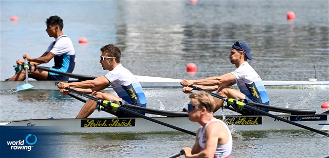 Lukas Reim (b), Julian Schoeberl (s), Lightweight Men's Double Sculls, Austria, 2022 World Rowing Cup II, Poznan, Poland / Detlev Seyb/MyRowingPhoto.com