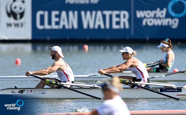 Jolanta Majka (b), Michal Gadowski (s), PR2 Mixed double sculls, Poland, 2022 World Rowing Cup II, Poznan, Poland / Detlev Seyb/MyRowingPhoto.com