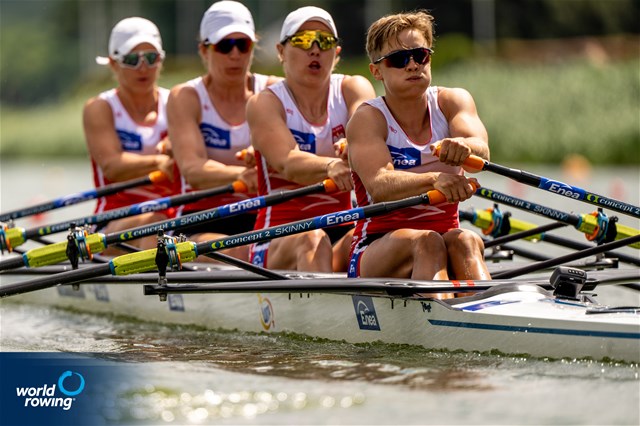 Olga Michalkiewicz (b), Marta Wieliczko, Joanna Dittmann, Katarzyna Zillmann (s), Women's Quadruple Sculls, Poland, 2022 World Rowing Cup II, Poznan, Poland / World Rowing/Benedict Tufnell