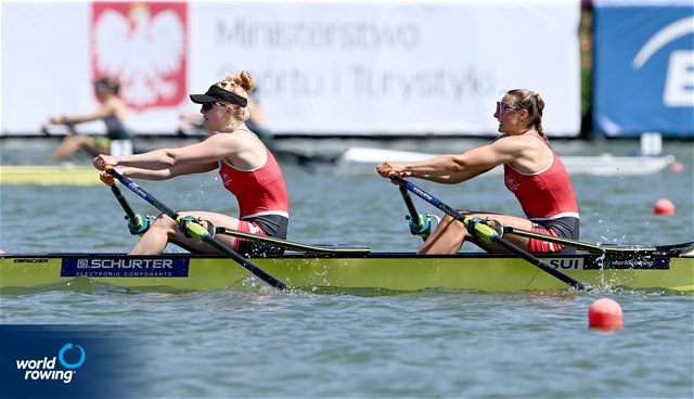 Fabienne Schweizer (b), Nina Wettstein (s), Women's Double Sculls, Switzerland, 2022 World Rowing Cup II, Poznan, Poland / Detlev Seyb/MyRowingPhoto.com