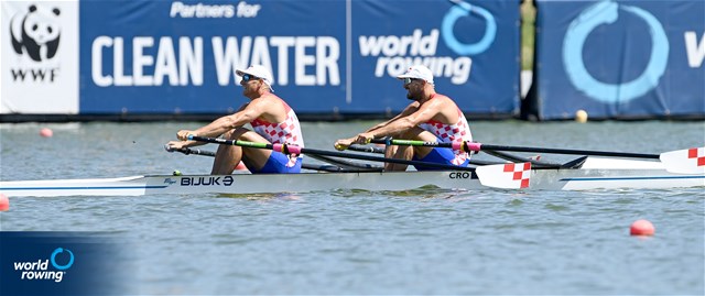 Martin Sinkovic (b), Valent Sinkovic (s), Men's Double Sculls, Croatia, 2022 World Rowing Cup II, Poznan, Poland / Detlev Seyb/MyRowingPhoto.com