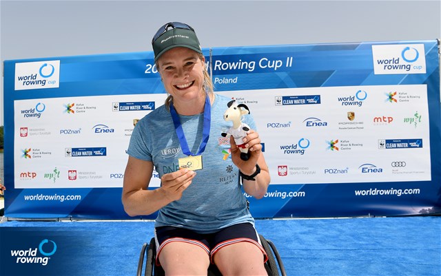 Birgit Skarstein, PR1 Womens Single Sculls, Norway, Gold, 2022 World Rowing Cup II, Poznan, Poland / Detlev Seyb/MyRowingPhoto.com