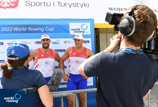 Martin Sinkovic (b), Valent Sinkovic (s), Men's Double Sculls, Croatia, Gold, 2022 World Rowing Cup II, Poznan, Poland / Detlev Seyb/MyRowingPhoto.com