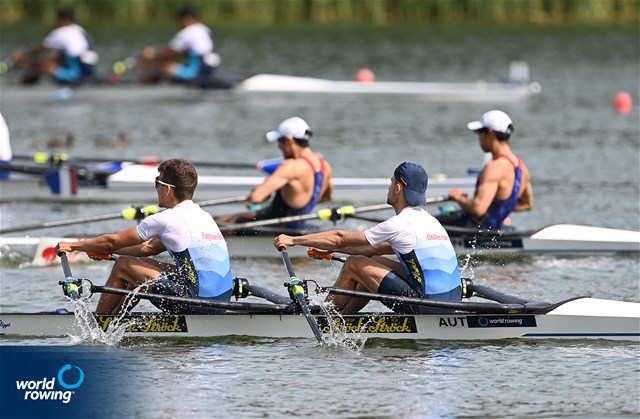Lukas Reim (b), Julian Schoeberl (s), Lightweight Men's Double Sculls, Austria, 2022 World Rowing Cup II, Poznan, Poland / Detlev Seyb/MyRowingPhoto.com