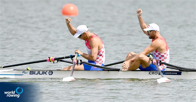 Martin Sinkovic (b), Valent Sinkovic (s), Men's Double Sculls, Croatia, 2022 World Rowing Cup II, Poznan, Poland / Detlev Seyb/MyRowingPhoto.com