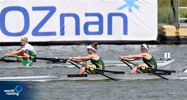 Anneka Reardon (b), Lucy Coleman (s), Lightweight Women's Double Sculls, Australia, 2022 World Rowing Cup II, Poznan, Poland / Detlev Seyb/MyRowingPhoto.com