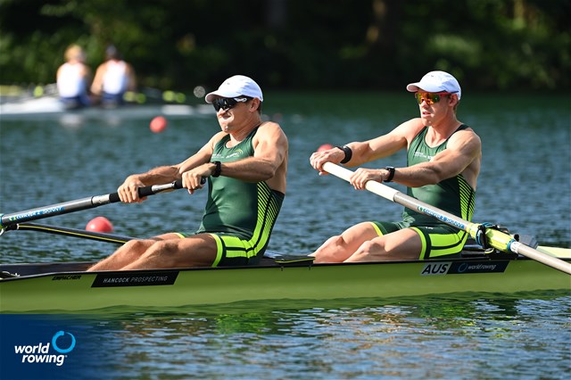 Harley Moore (b), Alexander Hill (s), Men's Pair, Australia, 2022 World Rowing Cup III, Lucerne, Switzerland / Detlev Seyb/MyRowingPhoto.com