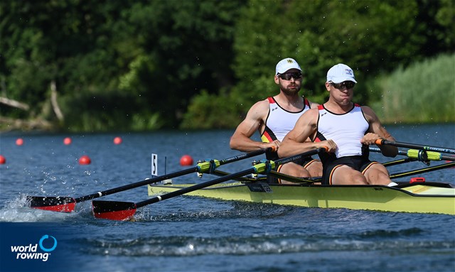 Max Appel (b), Moritz Wolff (s), Men's Double Sculls, Germany, 2022 World Rowing Cup III, Lucerne, Switzerland / Detlev Seyb/MyRowingPhoto.com