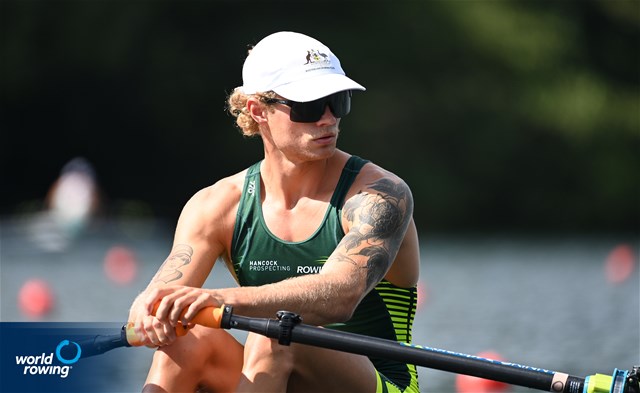 Oscar Mcguinness, Lightweight Men's Single Sculls, Australia, 2022 World Rowing Cup III, Lucerne, Switzerland / Detlev Seyb/MyRowingPhoto.com