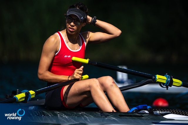Khadija Krimi, Lightweight Women's Single Sculls, Tunisia, 2022 World Rowing Cup III, Lucerne, Switzerland / World Rowing/Benedict Tufnell