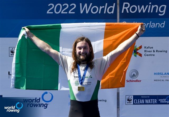 Paul O'Donovan, Lightweight Men's Single Sculls, Ireland, Gold, 2022 World Rowing Cup III, Lucerne, Switzerland / Detlev Seyb/MyRowingPhoto.com
